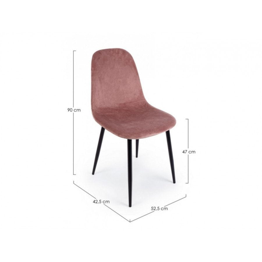 Jedilni stol IRELIA roza ima kovinske noge, obložen je z peno ki ima prevleko iz poliestra, ki pa stolu daja občutek žameta. Material: - Kovina - Pena -