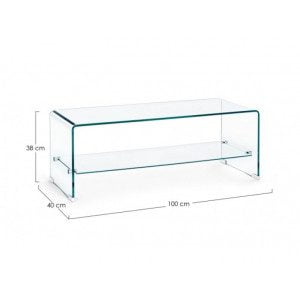 Klubska miza IRIDE je izdelana iz 10mm debelega stekla. Polica je iz kaljenega stekla debeline 5mm. Dimenzije: širina: 100cm globina: 40cm višina: 38cm