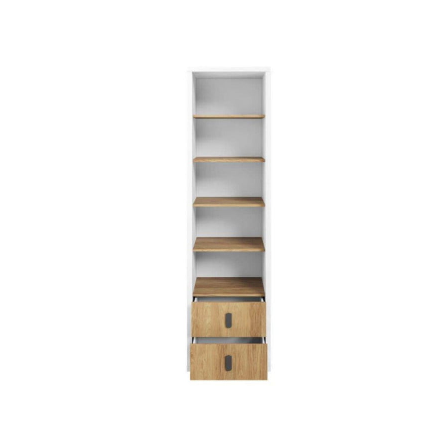 Knjižna omara TRNULJČICA je narejena iz kvalitetne laminirane plošče s ABS robovi. Visoka knjižna omara s petimi policami omogoča učinkovito