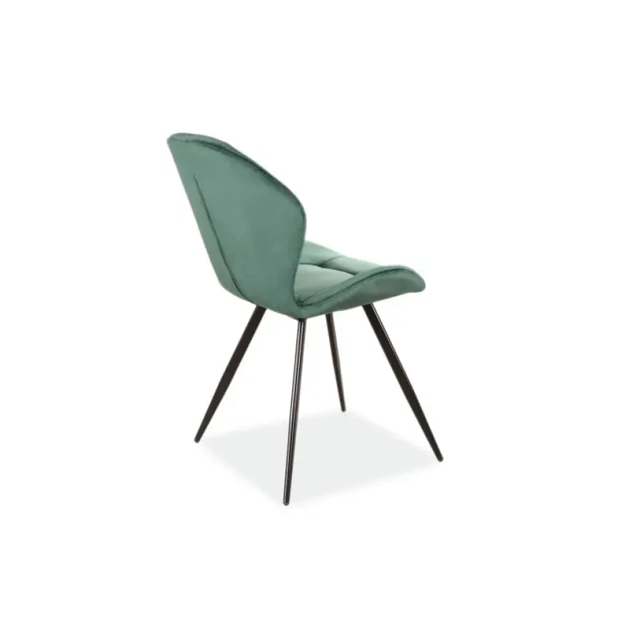 Jedilni stol ERIKA3 je narejen iz nežnega blaga podobnega žametu, noge ima kovinske. Dobavljiv je v več barvah. Material: - Kovina - Nežno blago Barve: -