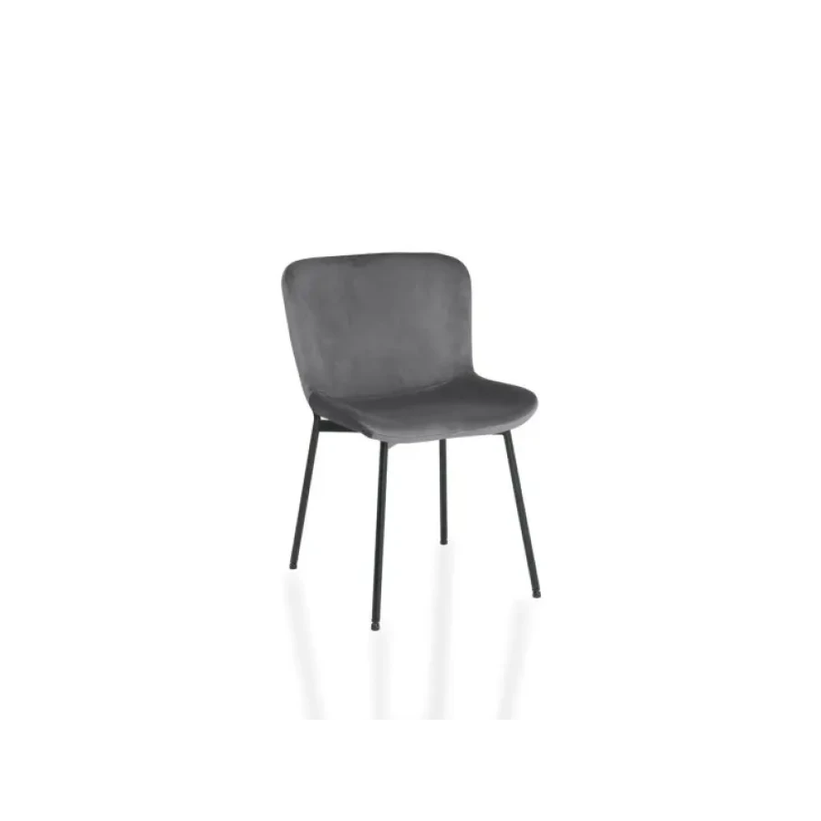 Jedilni stol SALLY je narejen iz kvalitetne nežne tkanine, podobne žametu. Noge ima iz kovine v črni mat barvi. Dobavljiv je v več barvah. Material: -