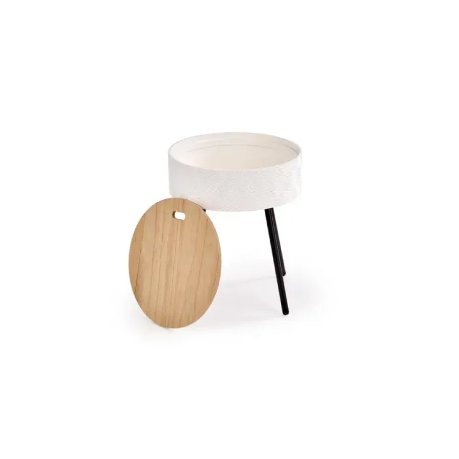 Klubska miza RUNA je modernega dizajna in zelo priročna. Izdelana je iz lakirane MDF plošče, podnožje pa je iz jekla. Plošča mize se odstrani in v samo