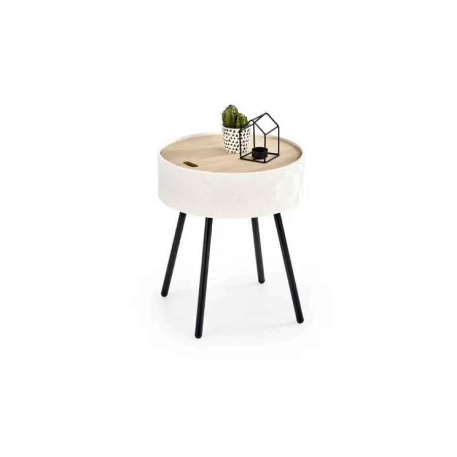 Klubska miza RUNA je modernega dizajna in zelo priročna. Izdelana je iz lakirane MDF plošče, podnožje pa je iz jekla. Plošča mize se odstrani in v samo