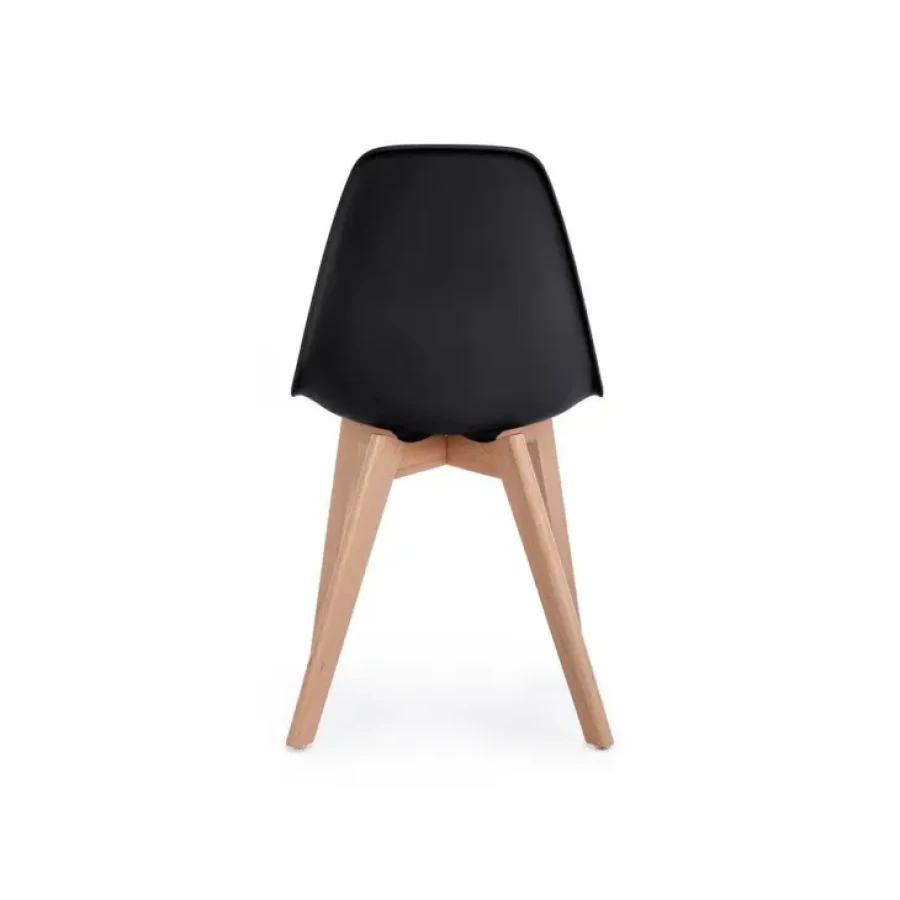 Kuhinjski stol ASYTEM č ima bukove noge, sedalni del ter hrbet sta iz plastike. Material: - Bukove noge - Plastični del Barve: - Črna - Bukev Dimenzije: