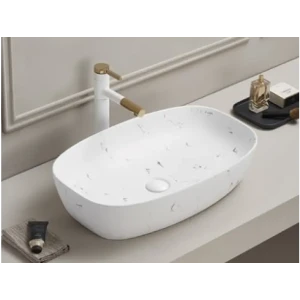 Nadpultni kopalniški umivalnik JANA je narejen iz keramike v beli mat barvi z črnimi vzorci. Vsaki kopalnici bo dodal izgled elegance ter modernosti.