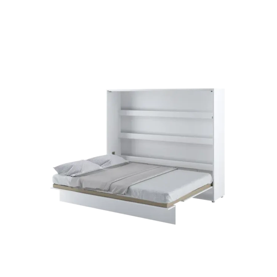 Vodoravna stenska postelja ZVONČEK je primerna za vzmetnico 160 cm širine. Opremljena je z dodatnimi notranjimi policami. Primerna je tudi za majhno