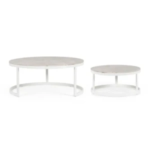 Set2 klubskih mizic TALUNAS WG20 bela sta narejeni iz prašno prevajanega (poliester) aluminija ter keramičnega topa. Material: - Poliester - Keramični top