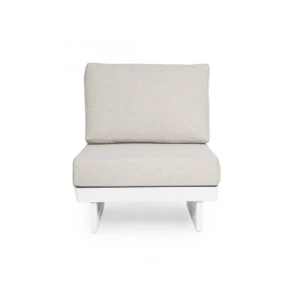 Vrtni fotelj INFINITY WG20 bela ima aluminjasti okvir, prašno barvan (poliester). Sedežna in hrbtna blazina s odstranljivo prevleko iz olefinske tkanine