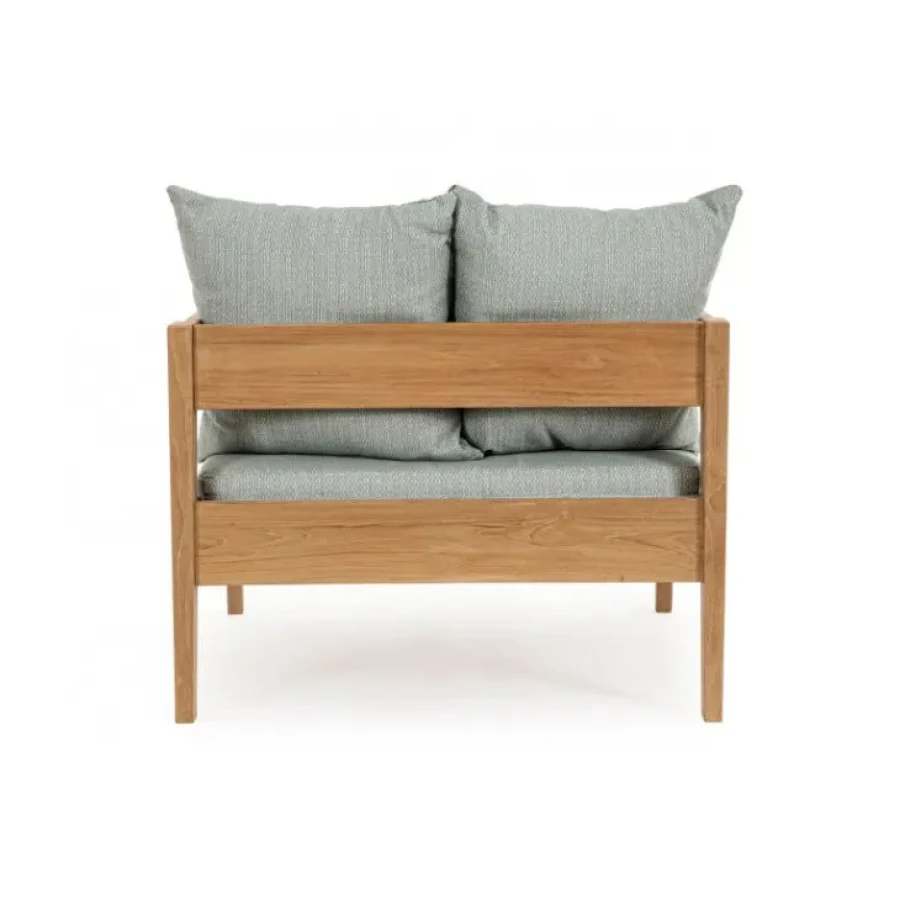 Vrtni fotelj KOBO AQUA je narejen iz tikovega lesa, naravne obloge. Blazine z odstranljivo prevleko z olefinsko tkanino (100% polipropilen). Material: - Tikov