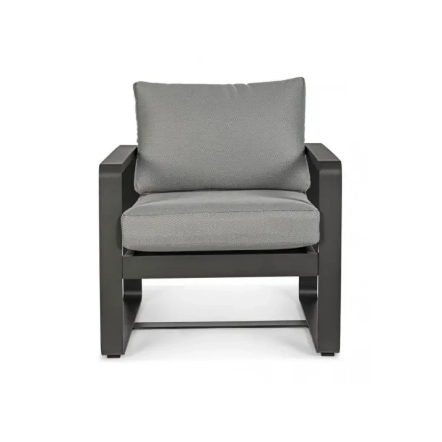 Vrtni fotelj MERRIGAN YK13 antracit je narejen iz prašno prevajanega aluminija (poliester). Sedežne in hrbtne blazine s odstranljivo prevleko iz olefin