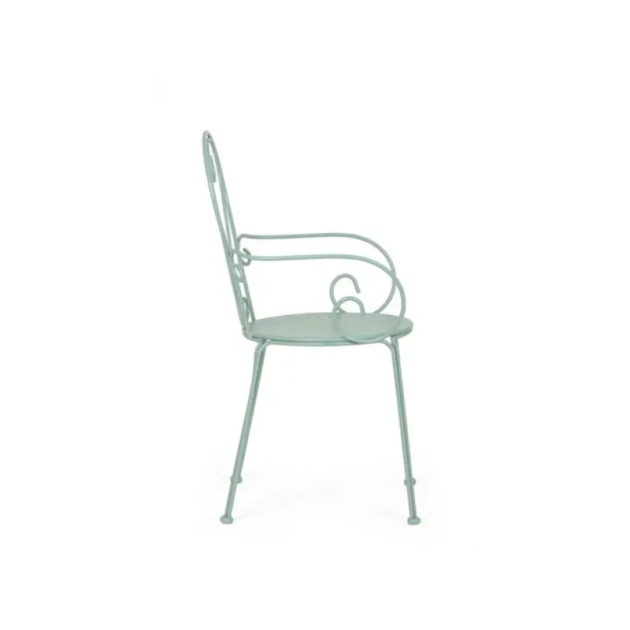 Vrtni stol ETIENNE zelena je narejen iz jekla in ima mat zaključek. Material: - Jeklo Barve: - Zelena Dimenzije: širina: 49cm globina: 49cm višina: 89cm