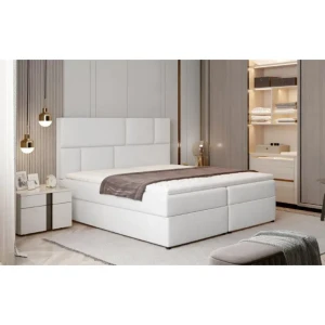 Francoska postelja FLORI ima visoko vzglavje, na voljo je v treh velikostih. Sestavljena je iz 15 cm debele vzmetnice (Bonnell vzmeti) in dodatnega 5 cm
