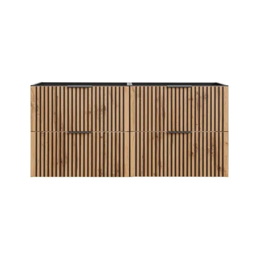 Kopalniški blok ILA 120 je izdelan v sodobnem dizajnu, ki združuje naravno lepoto hrastovega lesa s sodobno črno barvo. Osnovni element bloka je omarica za
