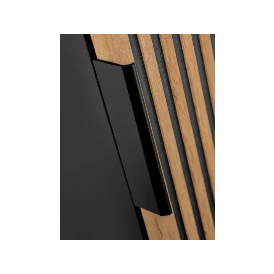 Kopalniški blok ILA 60 je izdelan v sodobnem dizajnu, ki združuje naravno lepoto hrastovega lesa s sodobno črno barvo. Osnovni element bloka je omarica za
