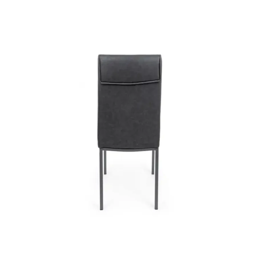 Jedilni stol SOFI antracit ima jekleno in vezano konstrukcijo.Polnilo je iz poliuretanske pene in oblečeno v umetno usnje. Dimenzije: širina: 43cm globina: