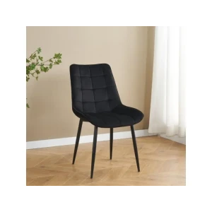 Kuhinjski stol LARA velvet črna je odlična rešitev za kombiniranje v minimalističen ali industrijski stil prostora. Kombinacija črnega prešitega blaga s
