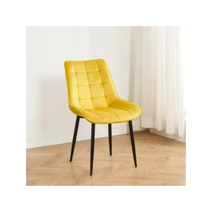 Kuhinjski stol LARA velvet rumena je odlična rešitev za kombiniranje v minimalističen ali industrijski stil prostora. Kombinacija rumenega prešitega blaga