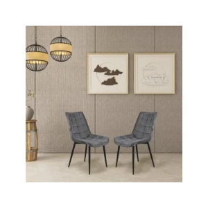 Kuhinjski stol LARA velvet siva je odlična rešitev za kombiniranje v minimalističen ali industrijski stil prostora. Kombinacija sivega prešitega blaga s