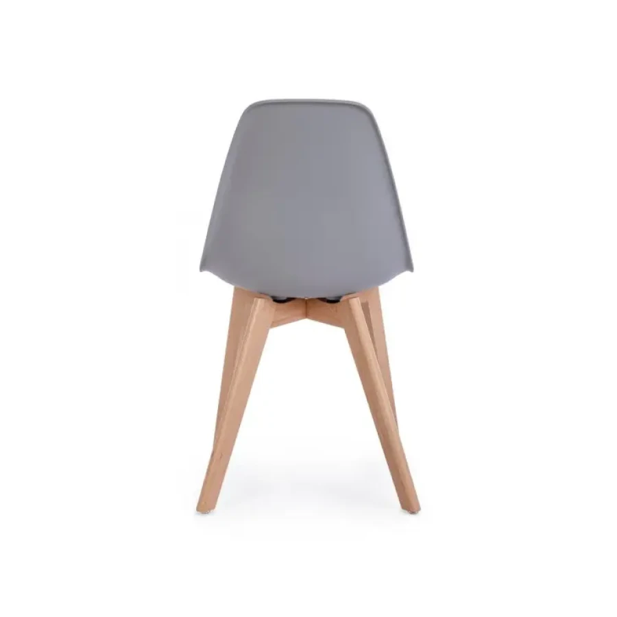 Kuhinjski stol SYST siva ima bukove noge, sedalni del ter hrbet sta iz plastike. Material: - Bukove noge - Plastični del Barve: - Siva - Bukev Dimenzije: