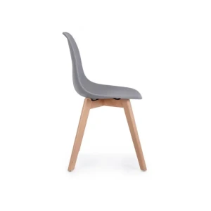 Kuhinjski stol SYST siva ima bukove noge, sedalni del ter hrbet sta iz plastike. Material: - Bukove noge - Plastični del Barve: - Siva - Bukev Dimenzije: