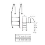 LESTEV ZA BAZEN PLANET POOL LESTEV INOX 4 NASTOPI ŠIROKA - slika 2