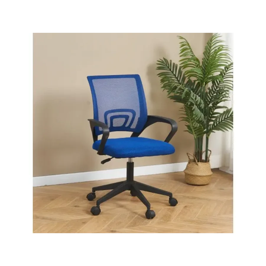 Pisarniški stol DISCO modra je vrtljiv stol, ki je nastavljiv po višini. Zagotavlja popolnoma zanesljivo uporabo ter vzdržljivost. Čvrsta podlaga in