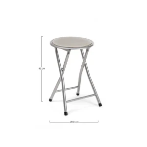 Zložljivi stol JOY taupe - z ima strukturo iz srebrnega jekla, sedež in naslonjalo sta obložena in oblečena v mat PVC. Material: - Jeklo - PVC Barva: -