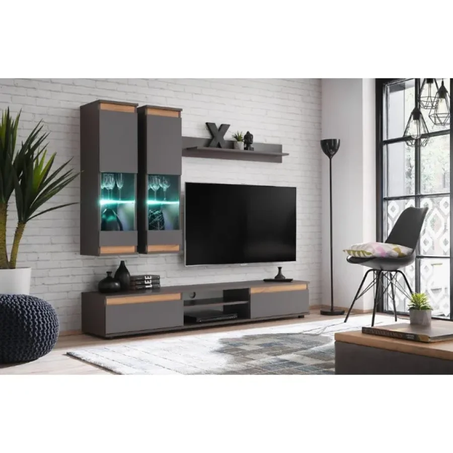TV regal ODOM je modernega in prefinjenega izgleda. Primeren je za vsak dom. TV regal ODOM je narejen iz kvalitetne laminirane plošče v kombinaciji antracit