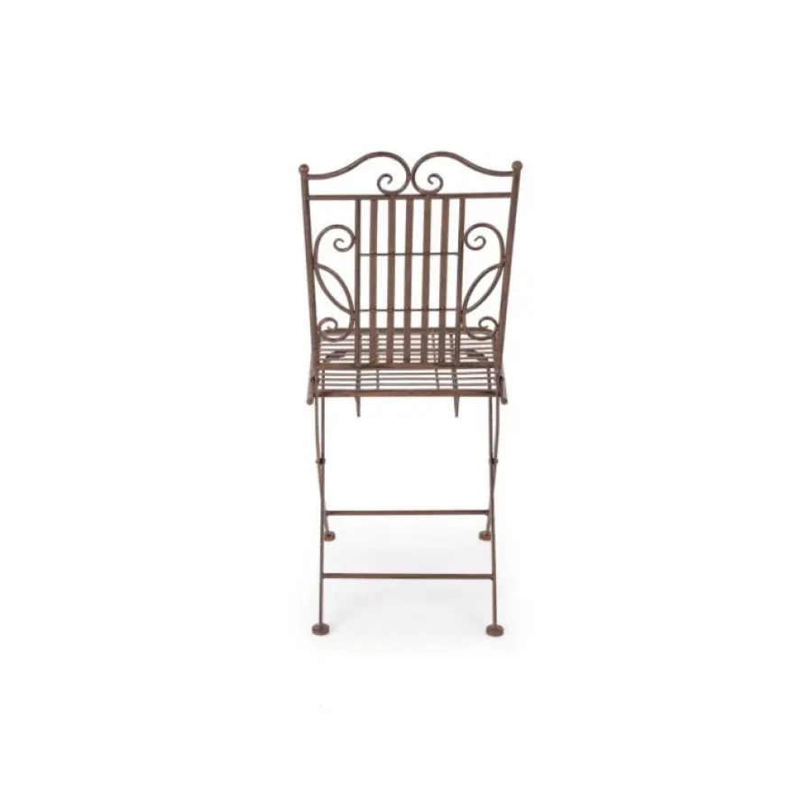 Vrtni stol MELANIE rjava je narejen iz rjave kovine. Dimenzije: širina: 38cm globina: 51cm višina: 92cm