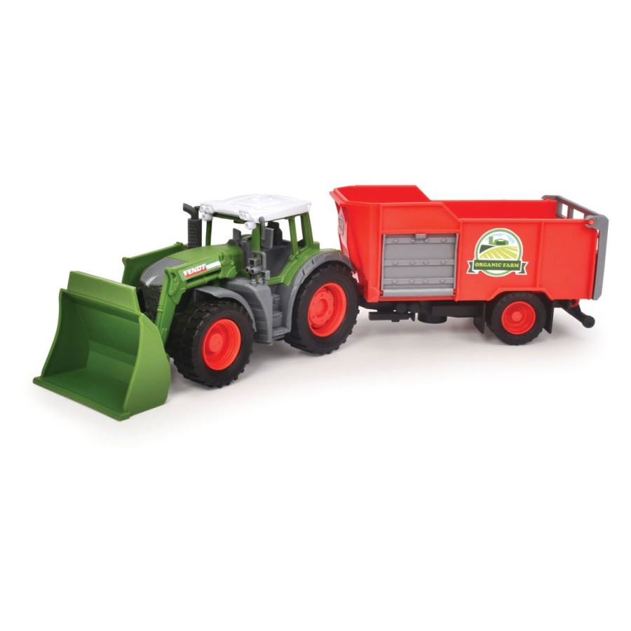 kar bi pričakovali na tipični kmetiji. Traktor Fendt s prikolico ima premična kolesa in lahko prevaža bale sena do krav v hlevu. Sprednjo lopato lahko premikate gor in dol