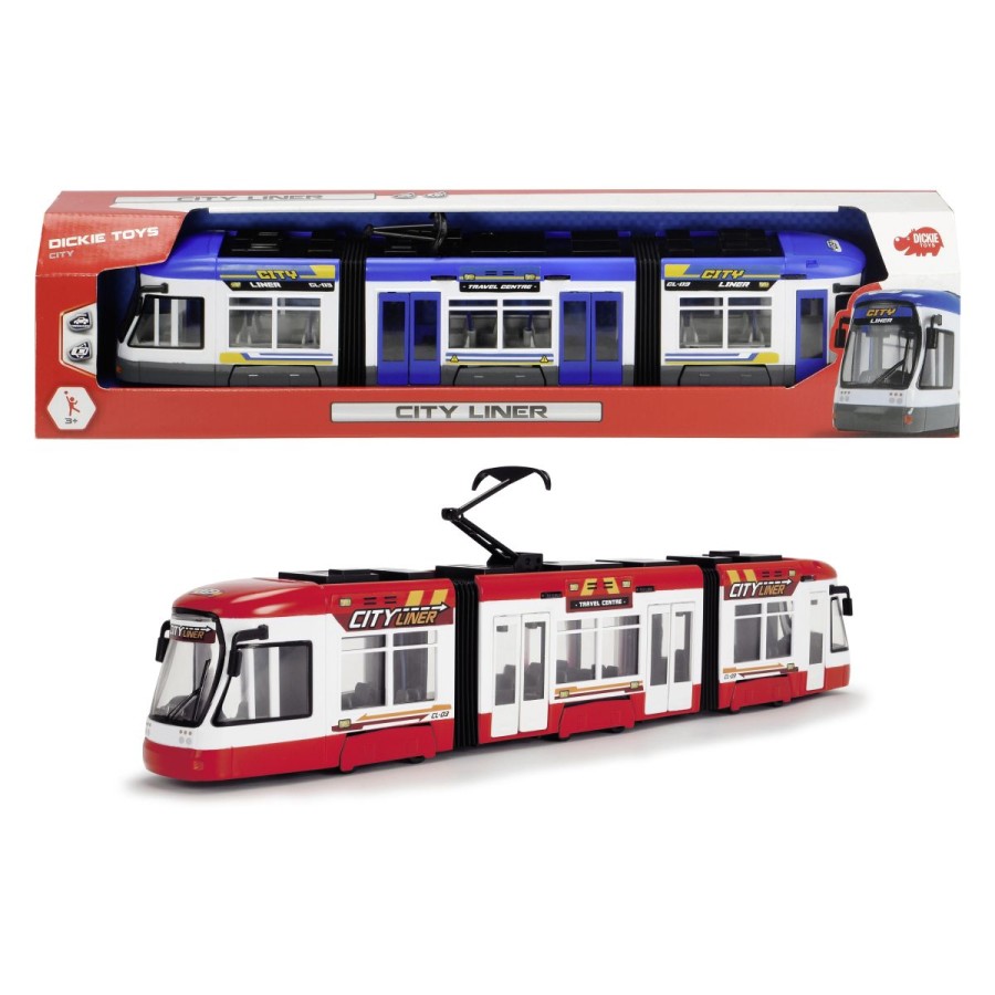 Z City Liner Tram Dickie Toys ponuja vznemirljiv dodatek k pestri zbirki mladih ljubiteljev vozil. Notranjost je skrbno izdelana in ustreza velikim modelom na ulicah mesta. Tako otroci dobijo vpogled v fascinantno vozilo
