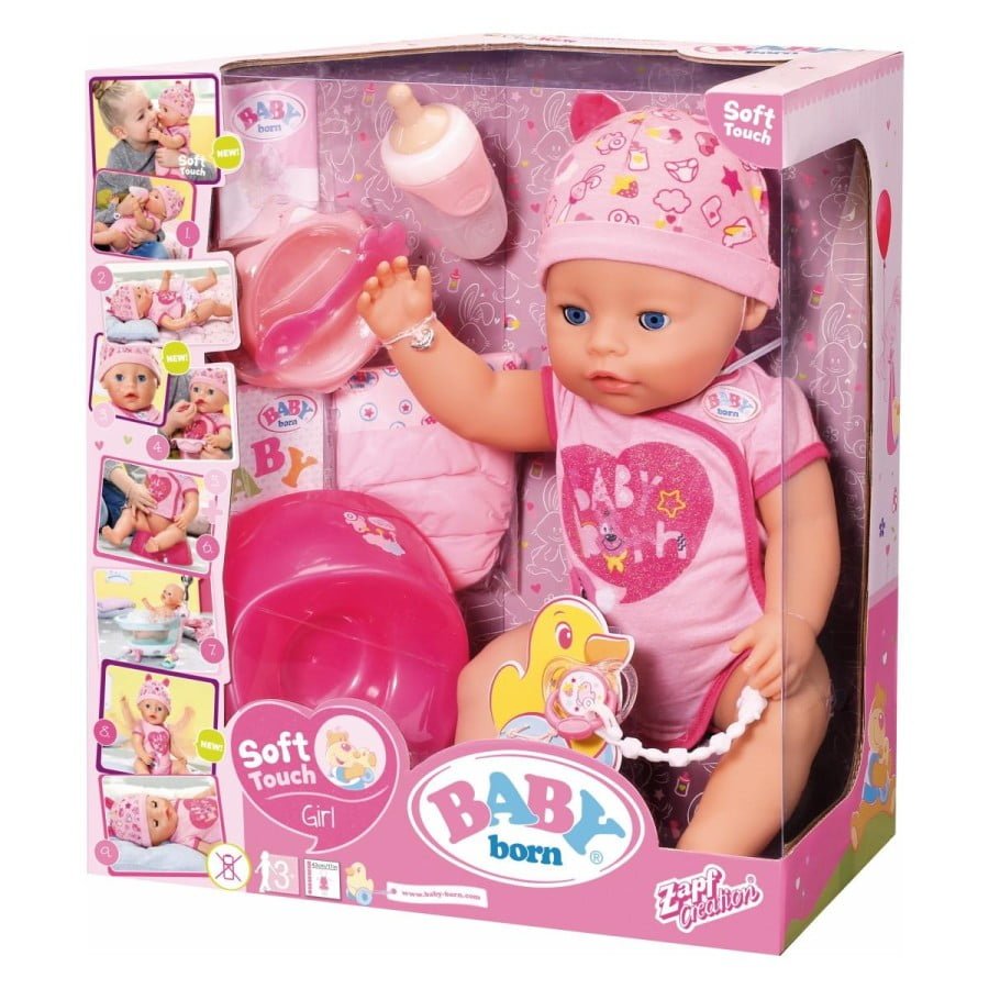 nenadoma si tako mehka! In res je. Prvič v njeni zgodovini je lutka BABY born® na otip precej mehkejša in zato popolna za crkljanje. Njeno telo je še mehkejše in gibčnejše in zaradi funkcij