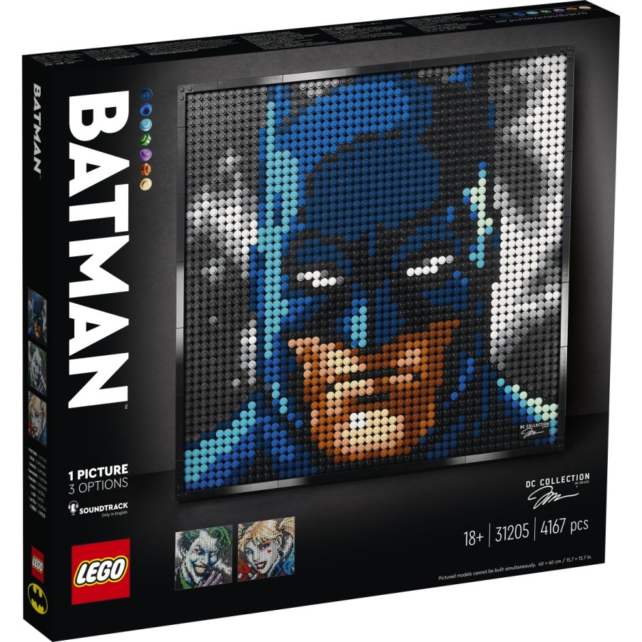 Vstopi v območje popolne sprostitve s sestavljanjem 1 od 3 ekskluzivnih portretov stripovske legende Jima Leeja. Z imersivnim projektom LEGO® Art boš sestavil Batmana™