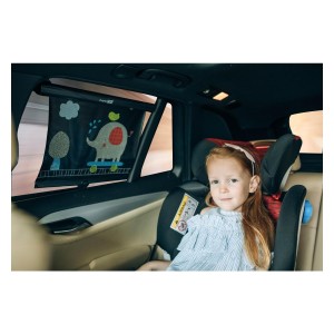 Kompaktno senčilo za avtomobilska stekla zaščiti otroka pred motečo svetlobo