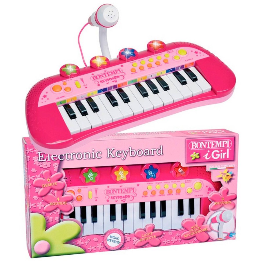 Klaviatura s 24 tipkami in mikrofonom ponuja pravo glasbeno doživetje: 4 barvni gumbi s svetlobnimi in zvočnimi učinki