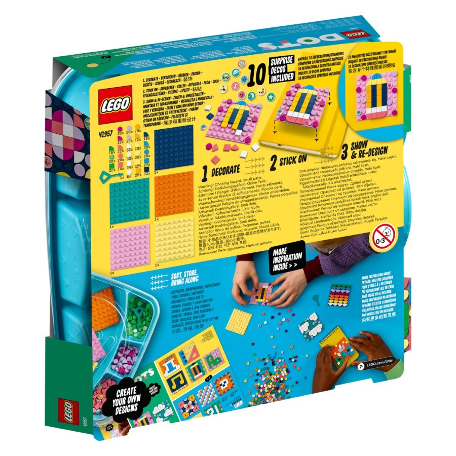 z velikim paketom nalepk! LEGO® DOTS nalepke 8x8 postavi na površino in nanje pritrdi pisane ploščice v vzorcu