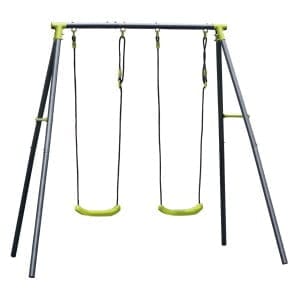 Velika kovinska gugalnica omogoča guganje kar dvema otrokoma hkrati (2x enojna gugalnica).Velikost: 217 x 153 x 195 cmMaximalna obremenitev celotne gugalnice je 100 kg.Maximalna obremenitev ene gugalne deske je 50 kg.