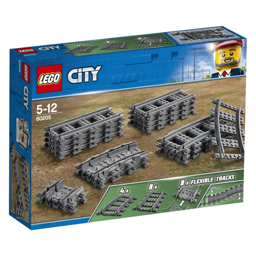 Premagaj vse možne ovire z zabavnimi in gibkimi tiri LEGO® City 60205! Razširi svojo železnico