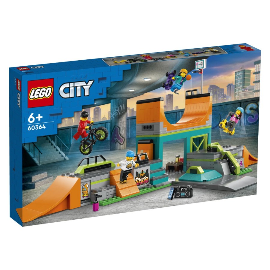 Poberi svojo zaščitno opremo in se odpravi v LEGO® City Mestni rolkarski park. Izberi