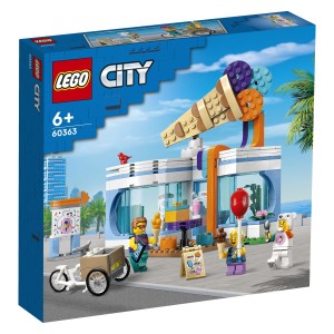 Sedi na tovorno kolo in se odpravi do LEGO® City Sladoledarne. Zaposlenemu pomagaj