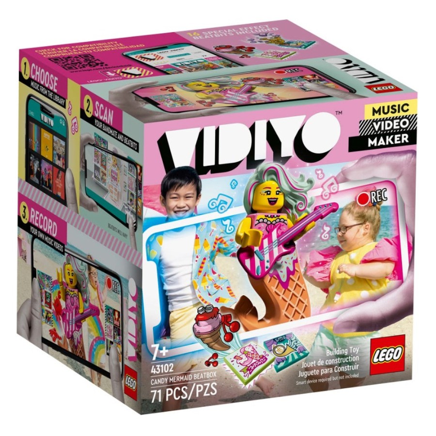 produciraj in nastopaj v svojih glasbenih videospotih s kompletom LEGO® VIDIYO™ Candy Mermaid BeatBox (43102). Uporabi aplikacijo