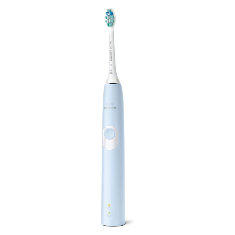 Philips Sonicare ProtectiveClean 4300Sonična električna zobna ščetka HX6803/04Čistejši zobje. Na nežen način.Odstranite do 7-krat več zobnih oblog kot z ročno zobno ščetko• Vgrajeni senzor pritiska• 1 način čiščenja• 1 x funkcija BrushSync