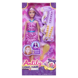 Prelepa punčka Anlily izjemno dolgih modnih vijoličnih in svetlih las