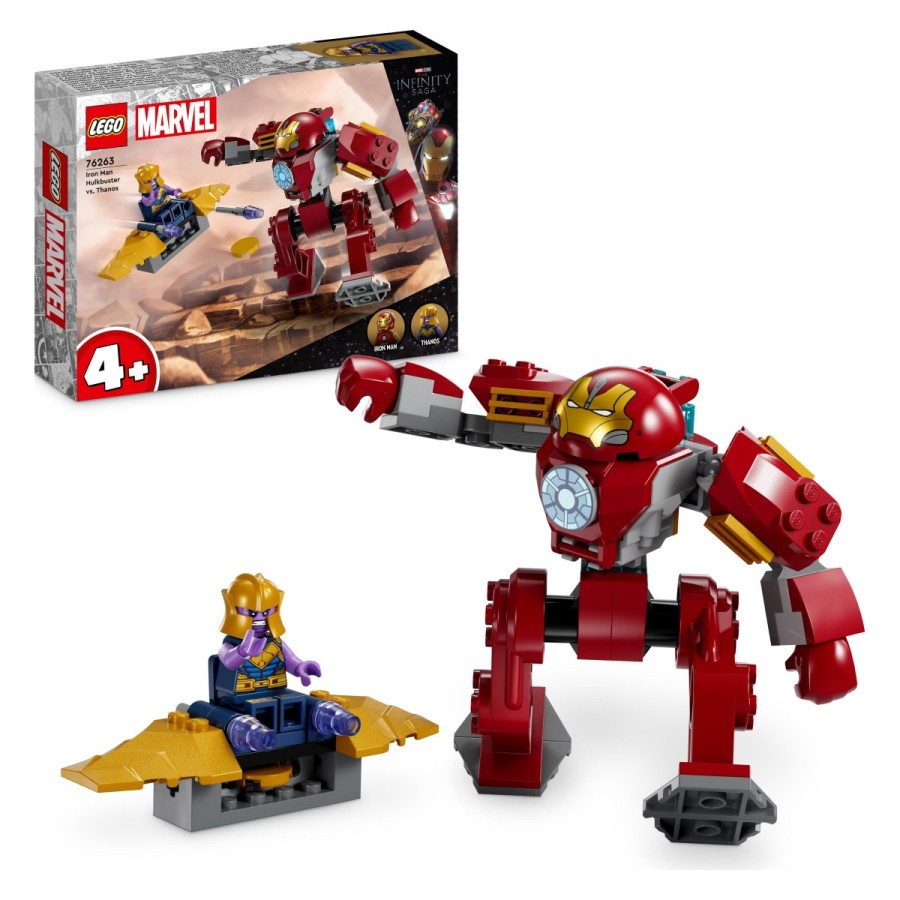 da bi napadel Iron Mana. Postavi superjunaškega izumitelja v Hulkbusterjev oklep in naj se bitka začne! Thanos pošilja izstrelke iz izstreljevalnika diskov proti mogočnemu oklepu. Hulkbuster se zvije in obrne