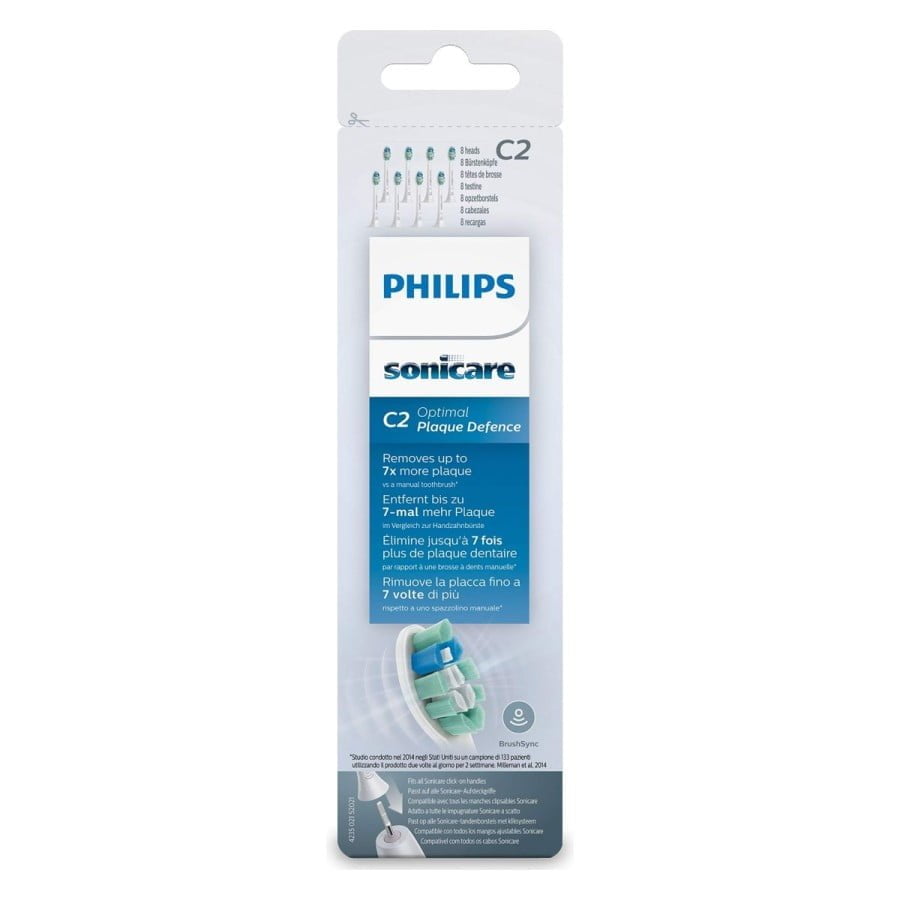 Neusmiljeno do zobnih oblog. Nežno do dlesni.Glava zobne ščetke Philips Sonicare C2 Optimal Plaque Defence (prej imenovana ProResults Plaque Control) je odlična za vse