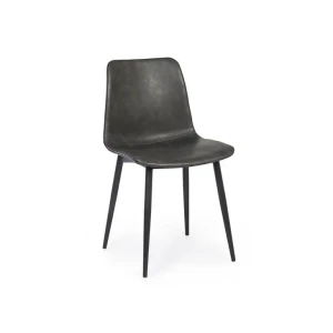 Jedilni kuhinjski stol KYRA je dobavljiv v črnem umetnem usnju s črnimi kovinskimi nogami. Dimenzije: širina: 44cm globina: 50cm višina: 80cm višina: