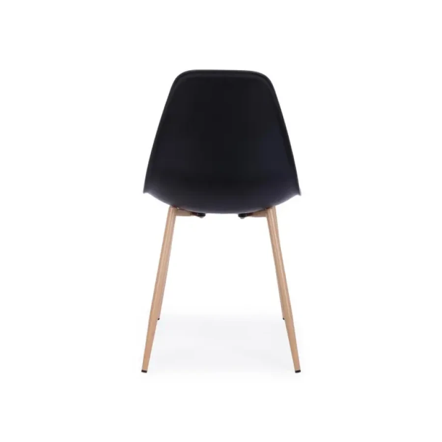 Jedilni stol MANDI je dobavljiv v črni barvi, kovinske noge v barvi lesa. Sedalni del iz polipropiena. Dimenzije: širina: 53cm globina: 46cm višina: 82cm
