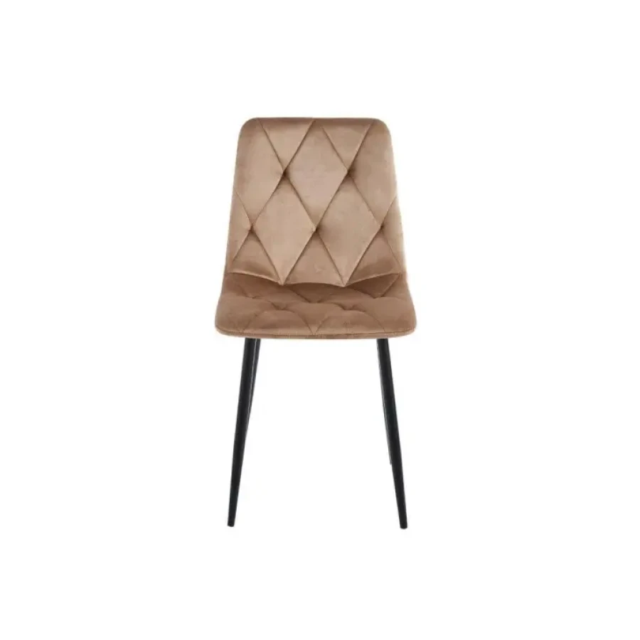 Jedilni stol MILA velvet bež je odlična rešitev za kombiniranje v minimalističen ali industrijski stil prostora. Kombinacija sivega prešitega blaga s