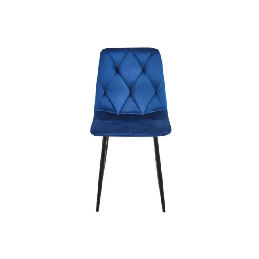Jedilni stol MILA velvet modra je odlična rešitev za kombiniranje v minimalističen ali industrijski stil prostora. Kombinacija sivega prešitega blaga s