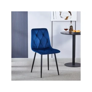 Jedilni stol MILA velvet modra je odlična rešitev za kombiniranje v minimalističen ali industrijski stil prostora. Kombinacija sivega prešitega blaga s